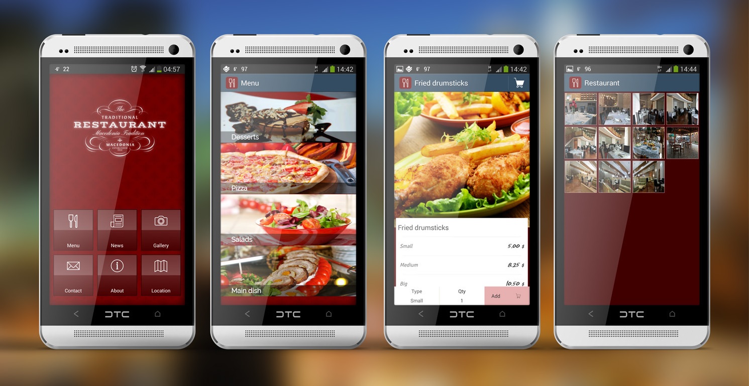 Дизайны мобильных приложений для ресторана