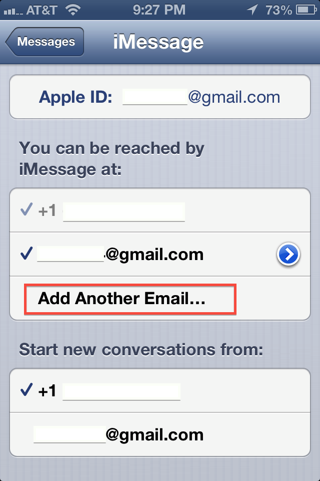how to receive imessages from another number