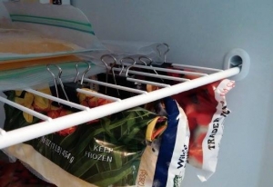 Use Binder Clips to Store Freezer bags