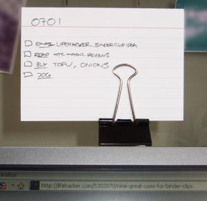 Use binder clips as a document holder