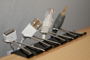Use binder clips to organize your cords