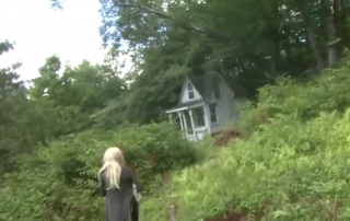 Women renovates run down cabin into a she shed