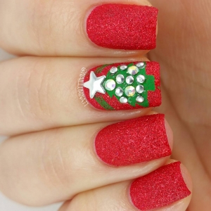 Christmas Tree | Textured Nails For Festive Season