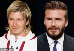 David Beckham with and without beard