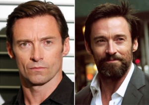 Hugh Jackman with and without beard