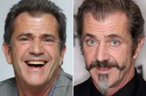 Mel Gibson with and without beard