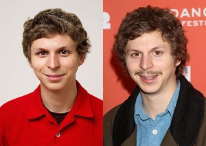 Michael Cera with and without beard