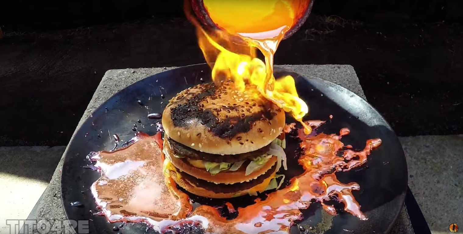 Molten Copper Poured Over Big Mac