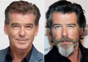 Pierce Brosnan with and without beard