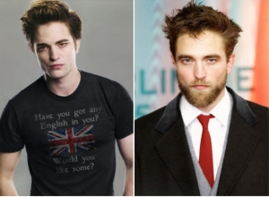 Robert Pattinson with and without beard