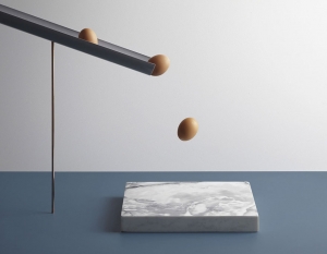 Three Eggs Making a Crash Landing on a marble Slab | In Anxious Anticipation Aaron Tilley