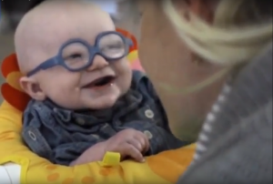 Baby sees his mother for the first time
