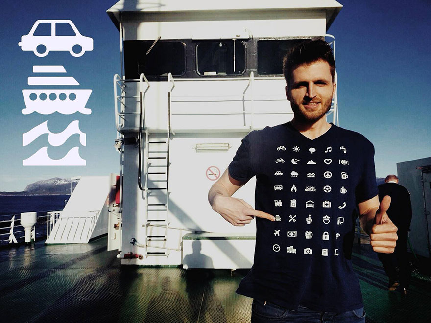 Travel Shirt with 40 Icons to Communicate Without Speaking - Icon Speak