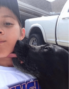 Josh with the neighbors dog