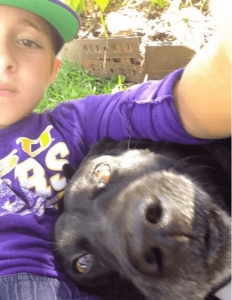 Josh with the neighbors dog