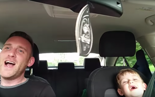 Most adorable duet of Dad and Son singing Frank Sinatra In Car