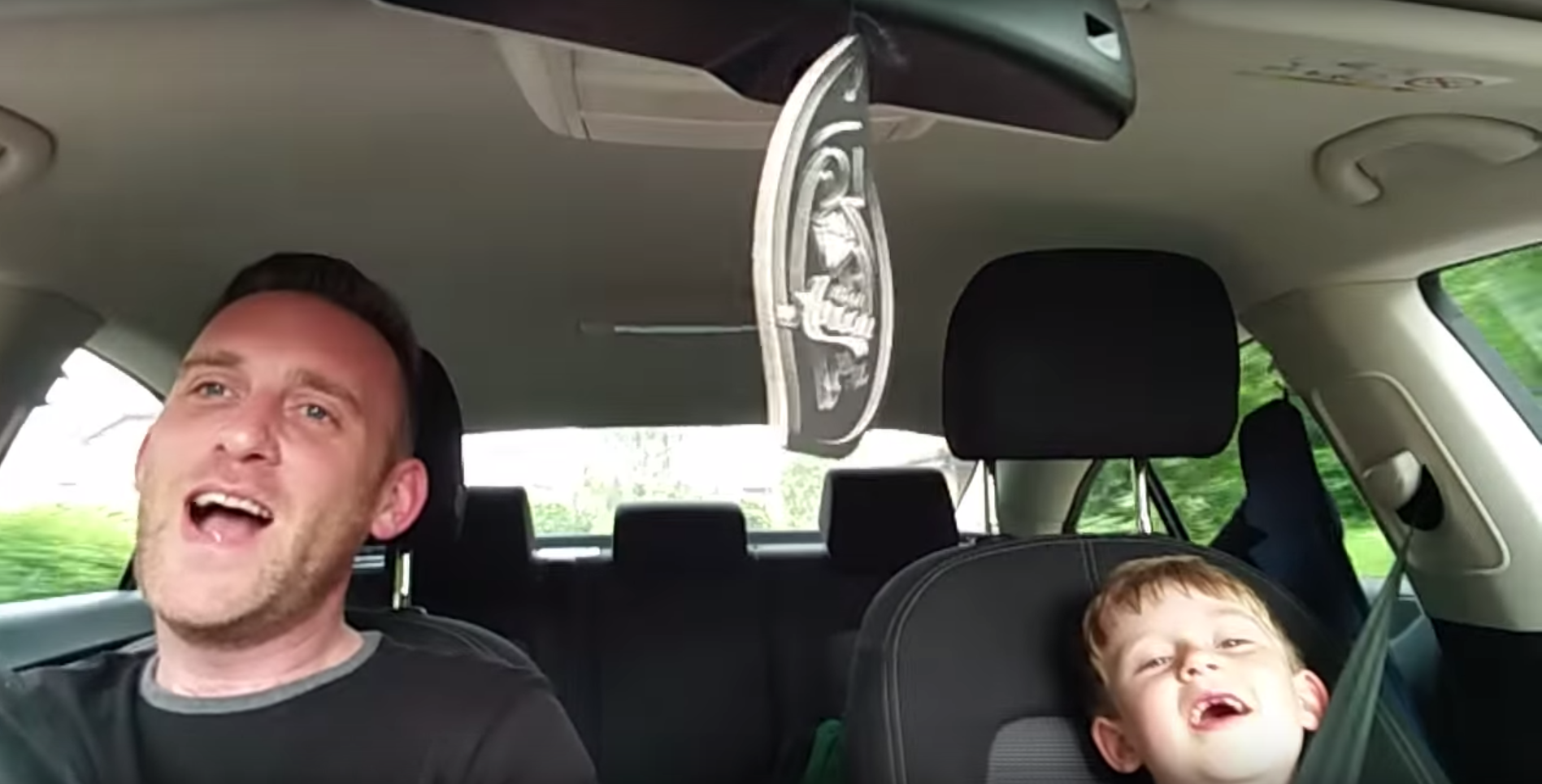 Most adorable duet of Dad and Son singing Frank Sinatra In Car