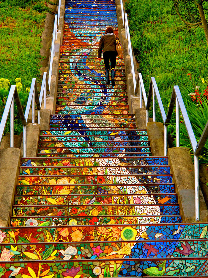 glowing 16th avenue tiled-steps san francisco night view