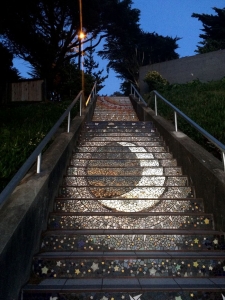 glowing 16th avenue tiled-steps san francisco night view