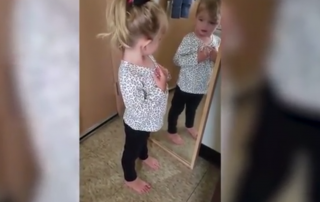 Little Girl's Prep talk in the morning in front of mirror will boost your confidence