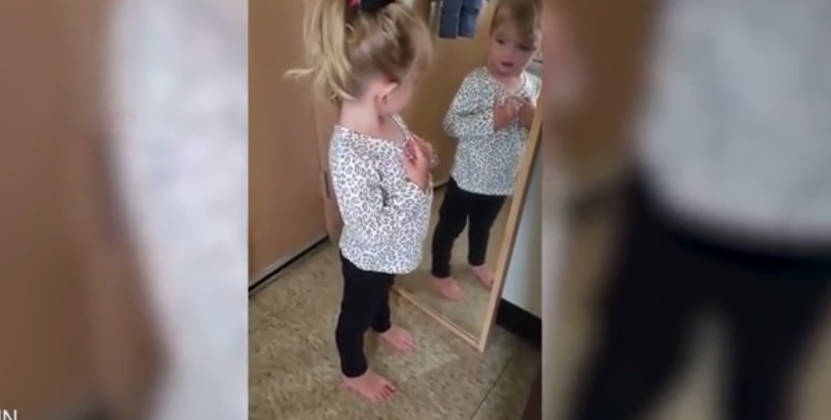 Little Girl's Prep talk in the morning in front of mirror will boost your confidence