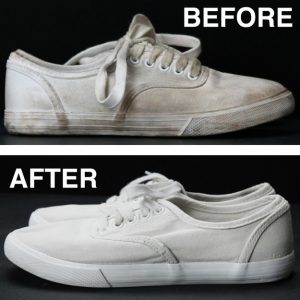 use baking soda to whiten your canvas shoes