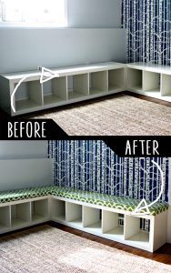 DIY Project To Turn Old Bookshelf Into Padded Bench